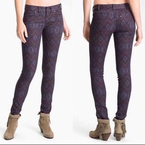 Free People Purple Aztec Tribal Print Skinny Jeans